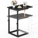 C Shaped End Table, Adjustable Height Side Table for Couch Recliner, Tall Sofa Table Small Couch Side C Tables, Slide Under Sofa TV Tray Coffee Tables for Living Room, Bedroom, Bedside, Black