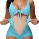 SHAPSHE Women's Tummy Control Swimsuit One Piece Slimming Bathing Suit Cutout Tie Knot Front Bikini Push Up Swimwear, Medium