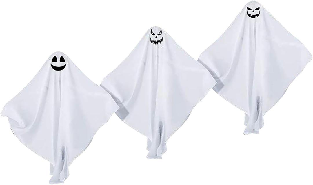 3PCS Halloween Ghost Decorative Garden Stakes White Spooky Ghosts Halloween Decorations Outdoor Scary Flying Ghost Yard Sign Stakes for Outside Garden Lawn Patio Porch Home Party Decor (Classic)