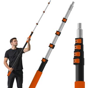 16FT Reach Telescopic Extension Pole, 3-12FT Paint Roller Extension Pole with Flip-Lock Design, Aluminum Alloy Threaded Head for Painting Cleaning Dusting & Window Washing Tools