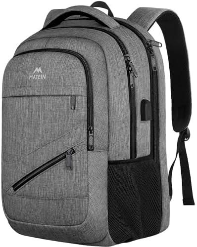 MATEIN Travel Laptop Backpack, 17 Inch Work TSA Approved Carry on Backpack, Large Computer Business Bag for Men Women with USB Port and Trolley Sleeve, College School Rucksack Book Bag, Grey MATEIN Travel Laptop Backpack, 17 Inch Work TSA Approved Carry on Backpack, Large Computer Business Bag for Men Women with USB Port and Trolley Sleeve, College School Rucksack Book Bag, Grey