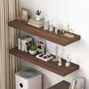 Dreamland 48" Floating Shelves for Wall, 12" Deep Thicker Walnut Floating Shelves, Wall-Mounted Shelves for Bedroom, Living Room, Kitchen, Bathroom - Set of 2