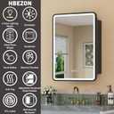 20 x 28 Inch LED Medicine Cabinet with Mirror, UL Certified Dimmable Lighted Bathroom Mirror Cabinet, Anti-Fog & Memory Function, 3 Color Modes, Recessed or Wall Mounted, Adjustable Shelf, Black, 20x28 Left Hinge