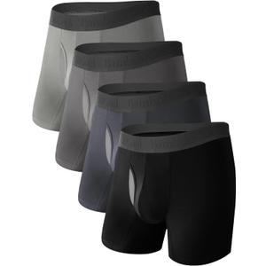 BAMBOO COOL BreezeBoo Men's Ultra Breathable Underwear Mesh Boxer Briefs with Lightwight Wasitband,No Ride Up, Multipack (Large, 01-dark Gray/Steel Gray/Gray/Black(4 Pack))