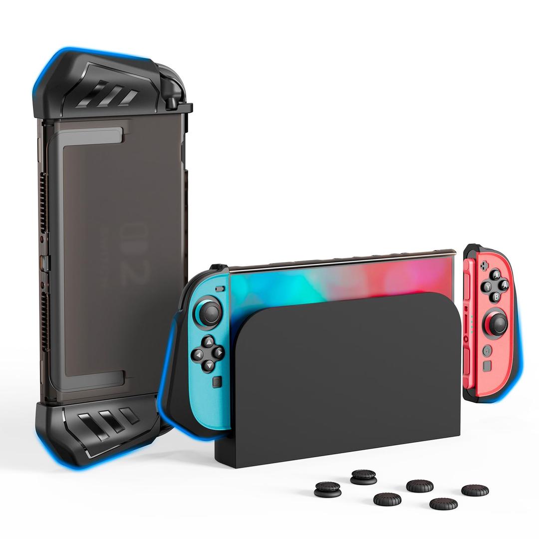 GUMPOIX Ergonomic Grip Case for Switch 2, Slim Dockable Protective Case for Switch 2 2025, Shockproof Hard Shell Cover Protector - Dual-Angled (10° & 15°) Grip Design, Non-Slip Matte Cover