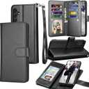 Tekcoo Galaxy A13 5G Case, Luxury PU Leather Wallet, Detachable Magnetic Hard Case, Kickstand, 11 Card Slots, Cash Holder, Folio Flip Cover [W-Black]