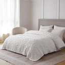 Home Fleece Queen Blanket for Couch, Bed, TV, Party, and Gift - 3D Jacquard Decorative Blankets - Cozy Soft Lightweight Fuzzy Flannel Blanket, All Seasons, 90x90 Inches, Ivory