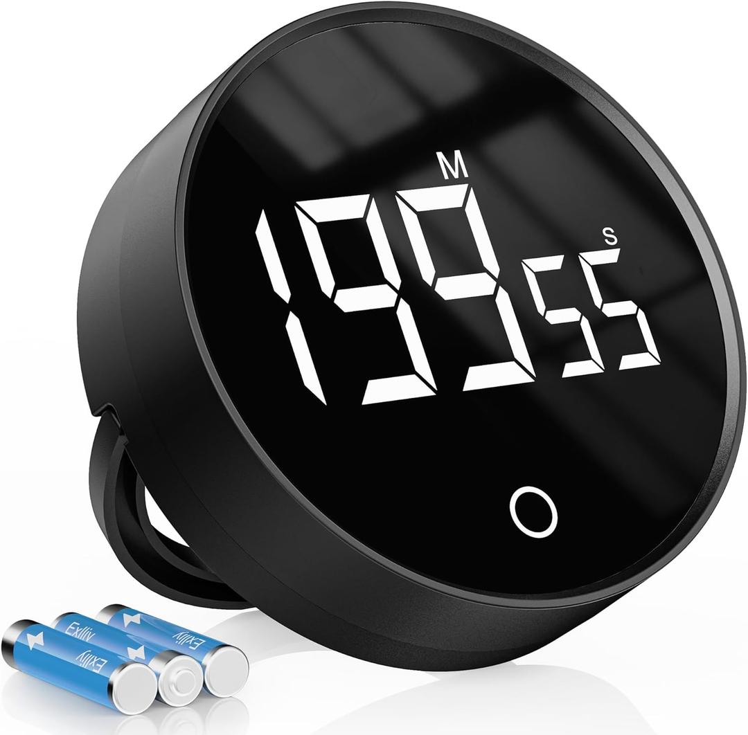 Digital Kitchen Timer,Magnetic Visual Timer Large LED Display Positive Countdown Timer Adjustable Volume for Classroom Cooking, Fitness, Baking,Kids Learning Teaching.with Battery (M 1 Pcs, Black)
