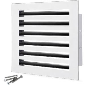12x12 Modern AC Vent Cover Decorative Air Vent Register Grille, Linear Slot Diffuser, Adjustable Airflow, Quiet Operation, HVAC Vent Cover for Ceiling, Wall & Floor, White Aluminum Alloy