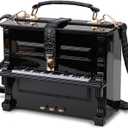 Piano Shaped Purse Handbag Women Crossbody Shoulder Bag Acrylic Unique Novelty Box Shaped Piano Purse Top Handle Clutch Bag (Black)