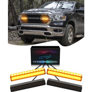 Grill LED Light for 2025-2019 Dodge Ram 1500 2500 3500 Accessories Raptor Grille Lights Front Bumper Marker Light,4Pcs (Yellow)