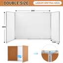 Mooliwe 60"x40" Tri-fold Cork Board Whiteboard Combo, Foldable Combination Magnetic Dry Erase Bulletin Board & Corkboard with Aluminum Frame Wall Mounted for Home, Office and School(Wood)
