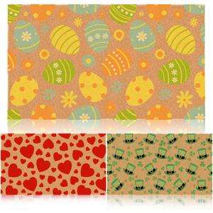 Tinideya 3 Pcs Easter Coir Mat Spring Rug Front Door Easter Egg Doormat St. Patricks Heart Mat Non Slip Doormat Gift for Outdoor Front Bedroom Living Room Porch Entry