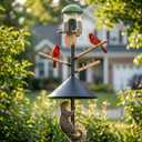 LONA Heavy Duty Bird Feeder Pole - 105 Inch Adjustable Height with 0.9-Inch Dia Bird House Pole Mount Kit for Outdoors, Squirrel Proof Baffle, 5-Prong Base, Bird Feeder Stand for Hanging Feeders