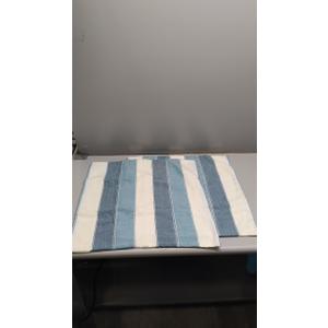 AmHoo Pack of 2 Farmhouse Stripe Check Throw Pillow Covers Set Case Cotton Linen Decorative Pillowcases Cushion Cover for Couch Bench Sofa 22x22Inch Teal Blue