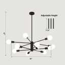 AMZASA Black Sputnik Chandeliers, 12 Light Modern Farmhouse Mid Century Pendant Light, Chandeliers for Dining Room Living Room Kitchen Island Entryway Foyer, UL Listed