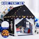 Wilwolfer Space Kids Tent Indoor: with Mat, Star Lights - Kids Play Tent Space Toys - Bedroom Decorations Astronaut Rocket Ship (Black)