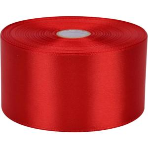 2 inch x 50 Yards Red Single Face Satin Ribbon Solid Fabric Ribbon for Gift Wrapping Floral Bouquets Wedding Birthday Party Decoration Hair Floral Craft Sewing