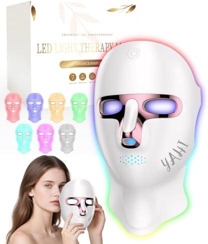 Yahi Red Light Therapy for Face and Neck, Cordless LED Face Mask Light Therapy, Rechargeable and Ergonomic Design for Home & Travel