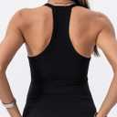 Danysu V Neck Cotton Tank Tops with Built-in Shelf Bra Sleeveless Racerback Fitted Basic Cami Shirts (Black, XL)