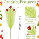 10 Pcs Christmas Tree Topper - 17" Christmas Tree Picks and Sprays Lime Green Curly Stems with Red Ball Artificial Xmas Decorations for Vase Fillers Wreath Home Party Holiday Docor