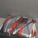 Classic Line Pattern Bedding Quilt Queen Size Modern Grey Red and Black Stripe Quilt with 2 Shams, Gray and Red Comforter Sets Lightweight Breathable Bedspreads Coverlet, 90''x96''