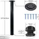 QLLY 24 inch Adjustable Tall Metal Desk Legs, Office Table Furniture Leg Set, Set of 4 (Black)