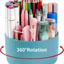 Desk Pencil Pen Holder, 5 Slots 360°Degree Rotating Organizers for, Desktop Storage Stationery Supplies Organizer, Cute Cup Pot Office, School, Home, Art Supply, Blue