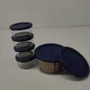 Anchor Hocking 10 Piece Glass Storage Containers with Lids (6 Glass Food Storage Containers & 6 Navy Blue SnugFit Lids)