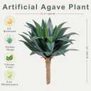 Artificial Agave Plants Outdoor,22”UV Resistant Fake Silk Plants with 23 Lifelike Leaves,Faux Yucca Floor Plants for Home Front Porch Patio Office Door Step Hotel Desert Style Decor 2Pack