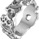 HZMAN Irregular Potholed Ring for Men Women Peculiar Stainless Steel Silver Ring Biker Wedding Cocktail Party Jewelry