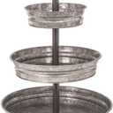 3 Tier Serving Tray Vintage Galvanized Metal Stand Kitchen Tiered Home Farmhouse Style Decor Rustic Country Cupcake Stand Bar Accessories for Indoor Outdoor Use Silver