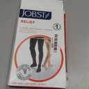 JOBST Relief 30-40mmHg Compression Stockings Thigh High Silicone Band Open Toe, Beige, Medium Petite