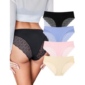 Avidlove Sexy Panties for Women Lace Cheeky Bikini Underwear Seamless Hipster, S
