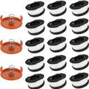A ANLEOLIFE 18 Pack AF-100 Weed Eater Line Spool for Black+Decker String Trimmers, 30ft 0.065" Auto-Feed Replacement Spools(15 Spools+ 3 Caps+ 3 Springs)