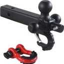 TOPTOW Trailer Hitch Tri-Ball Hitch Mount w/Matte Black Triple Hitch Balls 1-7/8-inch, 2-inch, 2-5/16-inch, Multi-fit for 2 inch Trailer Hitch Receiver