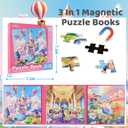 Puzzles for Girls 3-5 Princess Themes(Castle/Ball/Elf, 3 * 20PCS) Puzzle Magnetic Puzzles for Girl 4-6 Travel Activities for Kids, Birthday Presents for Girls 3 4 5 6 Years Old