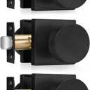 Haidms Matte Black Door Knobs Passage, Heavy Duty Square Matte Black Hall and Closet Door Knobs for Hallway, Zinc Alloy Passage Door Knob Hallway (3 Pack)