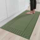 BEQHAUSE-Kitchen-Rugs-Non Slip-Kitchen-Mats-for-Floor Machine Washable Kitchen Rugs Absorbent Kitchen Carpet with TPR Non Skid Backing,Green, 24x60