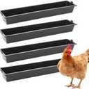 DQITJ 4 Pack Chicken Large Capacity Feeder Plastic Feed Trough Bucket Hanging Food Dispenser for Chicken Duck Pigeon Bird Livestock Poultry (23.6": Black)