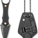 LOTHAR PORCUPINE Small Fixed Blade Knife, 2.46" 14C28N Neck Knife, EDC Knife with G10 Handle and Kydex Sheath, Knife Necklace Horizontal Carry Knife, Survival Knife for Men Women (black)