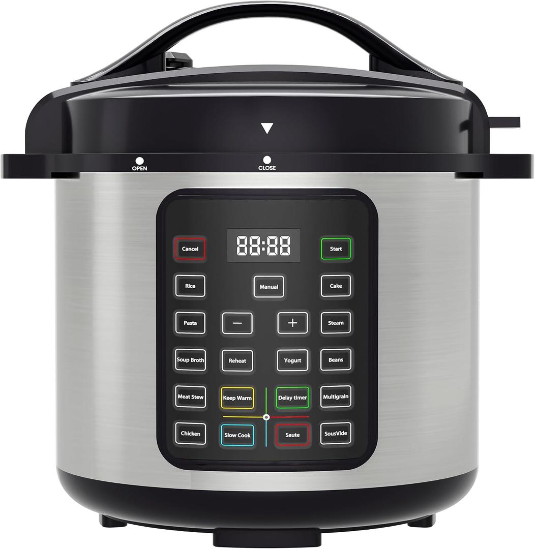 NEWBULIG 8 Quart Electric Pressure Cooker, Stainless Steel Multi Cooker Pressure, 12-in-1 Slow Cooker for Rice, Meat Stew, Porridge, Multigrain, Steam, Yogurt Maker