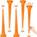4 Pcs Collapsible Stadium Horn, 21 Inch, Plastic Vuvuzela Trumpet Noisemakers for Sports Events, Carnivals, Parties, Orange