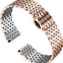 BINLUN Ultra Thin Mesh Stainless Steel Watch Band Light Watch Strap Polished Watch Bracelets Replacement 12mm for Men Women with Butterfly Buckle (Silver and Rose Gold)
