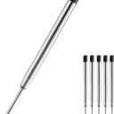 5 x HeTaoCat Black Ink Refill Pack of 5, Replaceable Ballpoint Pen Refills, Medium Point Metal Refil (Black)