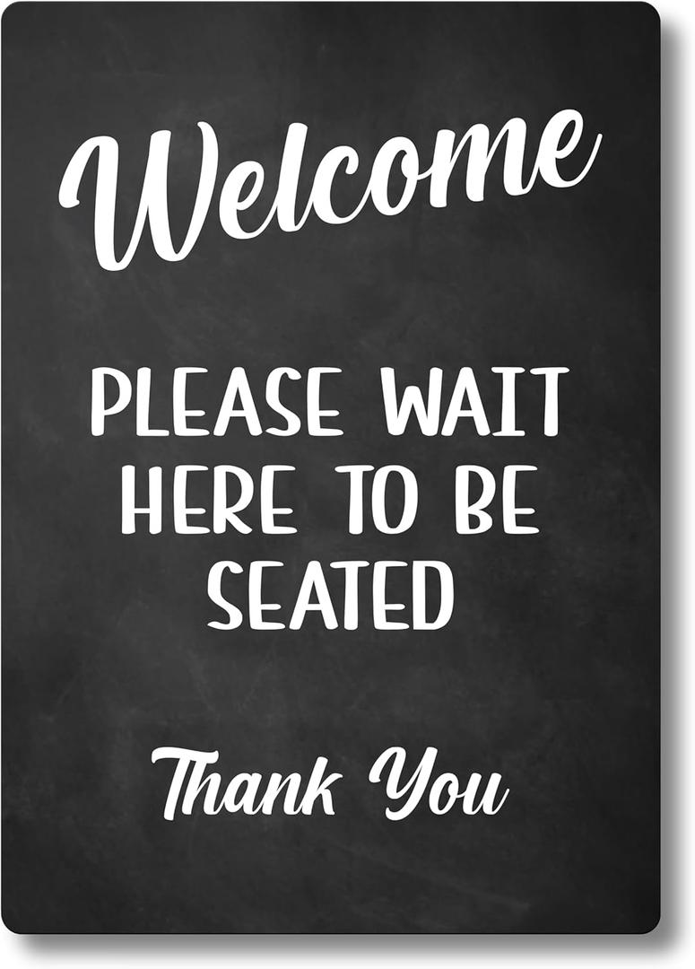 Please Wait Here To Be Seated Sign - Ideal For Cafes, Restaurants Or Pubs (Blackboard Effect Adhesive)