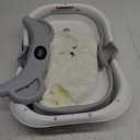 MoreFeel Collapsible Baby Bathtub for Newborn with Thermometer & 1 Hooded Towel & 1 Soft Floating Cushion,Portable Travel Bathtub with Drain Hole, Durable Foldable Baby Tubs for Infants to Toddler (Grey)