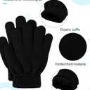 Glooarm 3 Pairs Kids Gloves Winter Thick Magic Knit Stretchy Warm (Black)