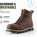 Golden Retriever 6'' Work Boots for Men, Full Grain/Crazy Horse Leather, Composite/Soft Moc Toe, Waterproof EH Safety Boots, Coolmax Insole Work Boots, Oil & Slip Resistant Wedge Outsole G6155-G6355 (Brown, Men's 14 Wide)