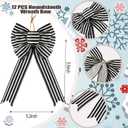 WILLBOND 6 Pcs Christmas Buffalo Plaid Bow Black and White Stripe Wreath Bow Xmas Garland for Christmas Tree Home Crafts Decoration Supplies 6 x 12 Inches(Black and White)